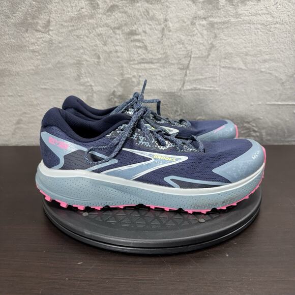 Brooks Shoes - Brooks Divide 5 Shoes Womens Size 9.5 Blue Pink Lace Up Trail Running Sneakers